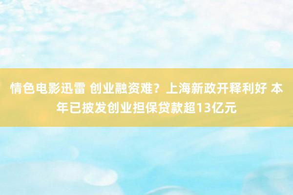 情色电影迅雷 创业融资难？上海新政开释利好 本年已披发创业担保贷款超13亿元