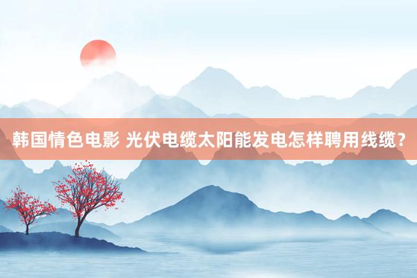 韩国情色电影 光伏电缆太阳能发电怎样聘用线缆？