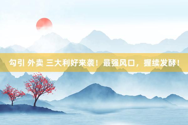 勾引 外卖 三大利好来袭！最强风口，握续发酵！