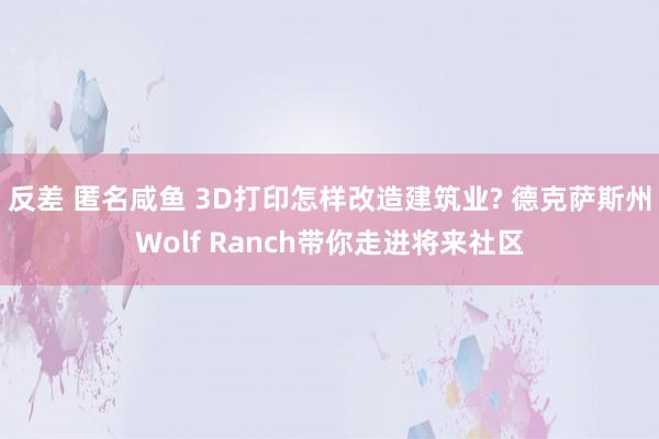 反差 匿名咸鱼 3D打印怎样改造建筑业? 德克萨斯州Wolf Ranch带你走进将来社区