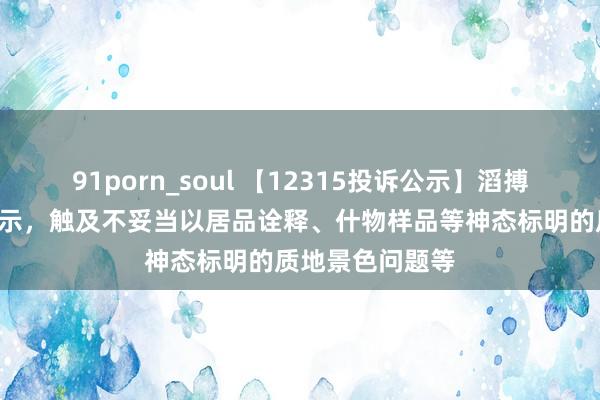 91porn_soul 【12315投诉公示】滔搏新增2件投诉公示，触及不妥当以居品诠释、什物样品等神态标明的质地景色问题等