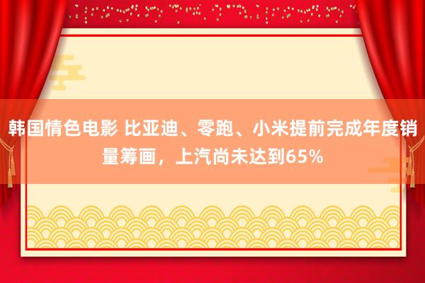 韩国情色电影 比亚迪、零跑、小米提前完成年度销量筹画，上汽尚未达到65%
