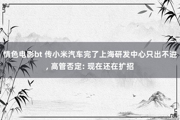 情色电影bt 传小米汽车完了上海研发中心只出不进， 高管否定: 现在还在扩招