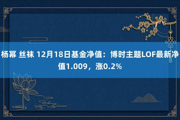 杨幂 丝袜 12月18日基金净值：博时主题LOF最新净值1.009，涨0.2%