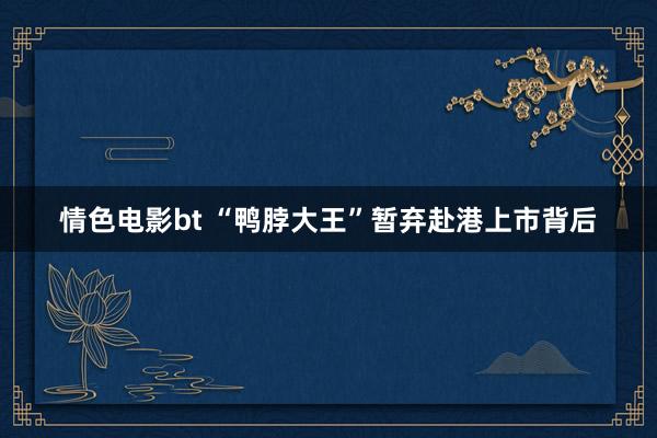 情色电影bt “鸭脖大王”暂弃赴港上市背后