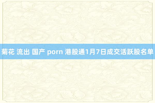 菊花 流出 国产 porn 港股通1月7日成交活跃股名单