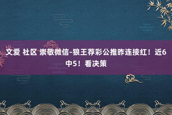 文爱 社区 崇敬微信-狼王荐彩公推昨连接红！近6中5！看决策