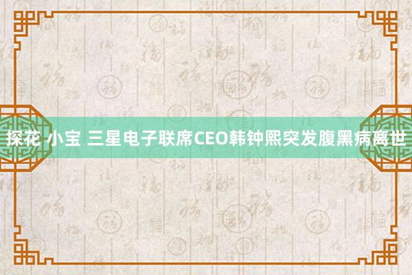 探花 小宝 三星电子联席CEO韩钟熙突发腹黑病离世