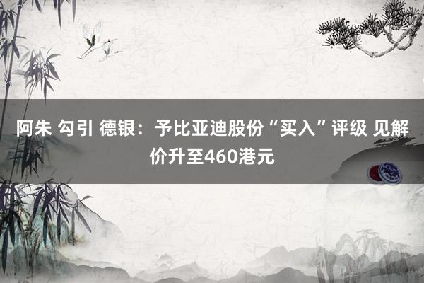 阿朱 勾引 德银：予比亚迪股份“买入”评级 见解价升至460港元