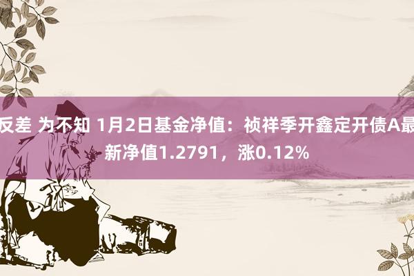 反差 为不知 1月2日基金净值：祯祥季开鑫定开债A最新净值1.2791，涨0.12%