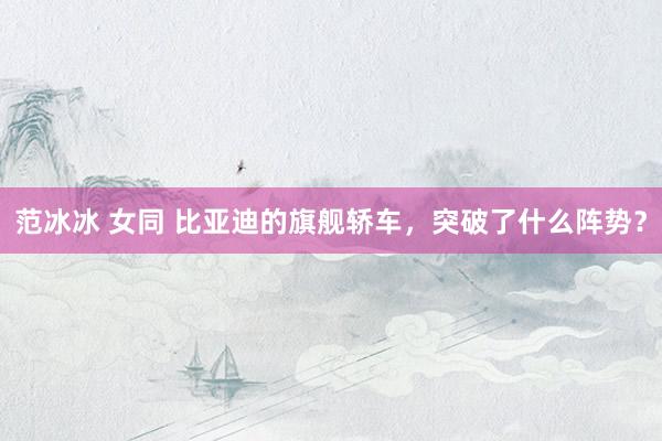 范冰冰 女同 比亚迪的旗舰轿车，突破了什么阵势？