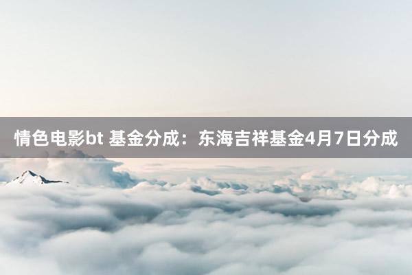 情色电影bt 基金分成：东海吉祥基金4月7日分成
