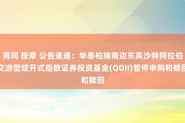 男同 按摩 公告速递：华泰柏瑞南边东英沙特阿拉伯交游型绽开式指数证券投资基金(QDII)暂停申购和赎回