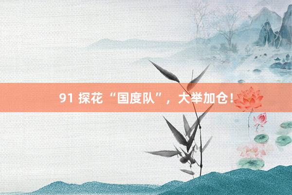 91 探花 “国度队”，大举加仓！