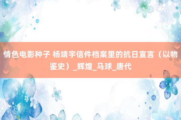 情色电影种子 杨靖宇信件档案里的抗日宣言（以物鉴史）_辉煌_马球_唐代