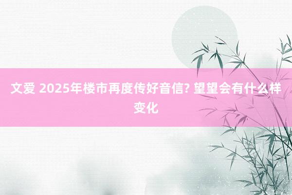 文爱 2025年楼市再度传好音信? 望望会有什么样变化