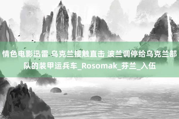 情色电影迅雷 乌克兰接触直击 波兰调停给乌克兰部队的装甲运兵车_Rosomak_芬兰_入伍