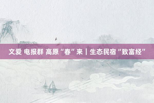 文爱 电报群 高原“春”来｜生态民宿“致富经”