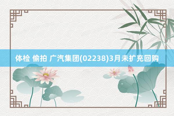 体检 偷拍 广汽集团(02238)3月未扩充回购