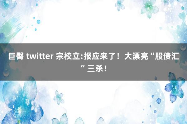 巨臀 twitter 宗校立:报应来了！大漂亮“股债汇”三杀！