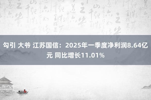 勾引 大爷 江苏国信：2025年一季度净利润8.64亿元 同比增长11.01%